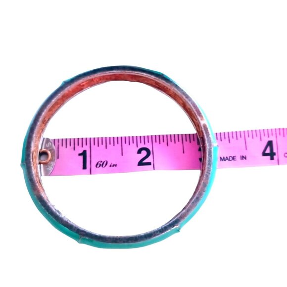 Blue Enamel Bangle Bracelet All Around Segments Silver Tone Summer Fash - Picture 4 of 4